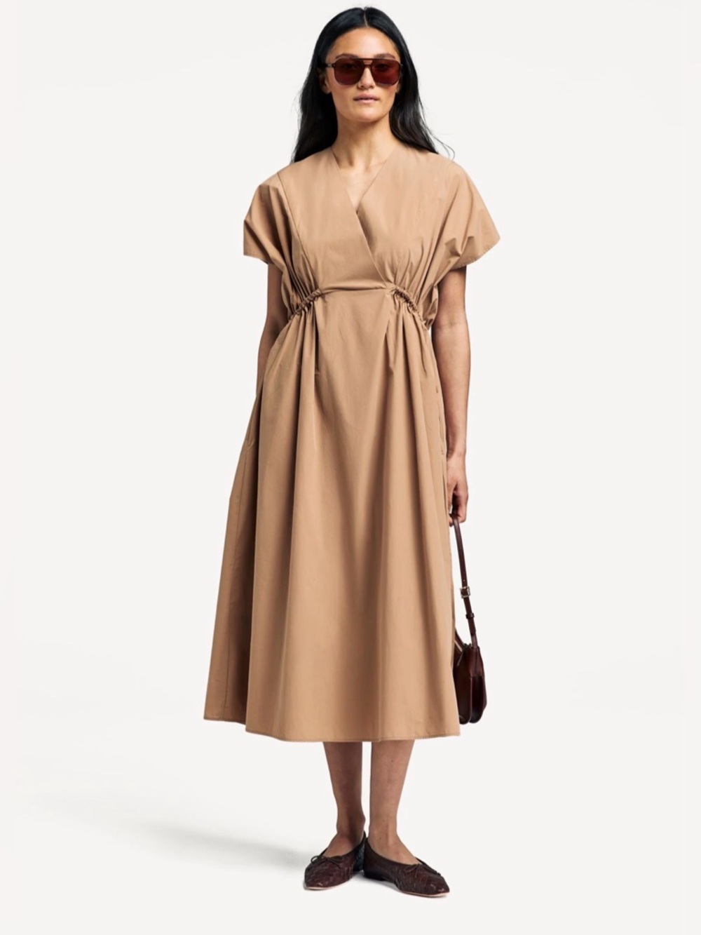 Weekend Max Mara Blasone Camel Cotton Midi Dress Size U.S. 8